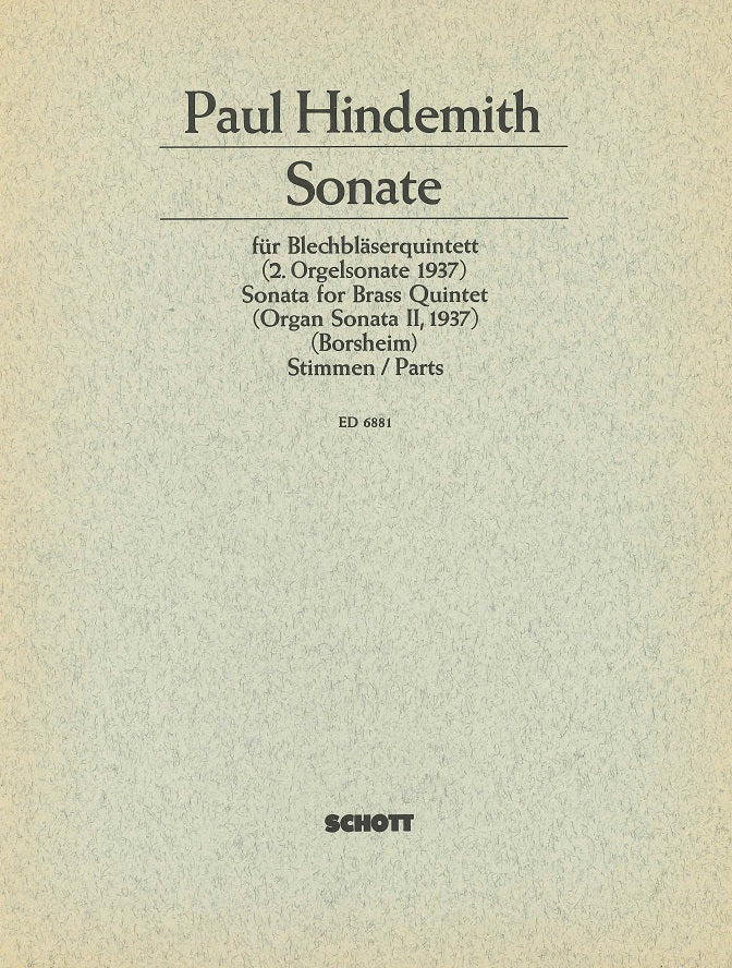 Hindemith, Sonate: for Brass Quintet (Schott)