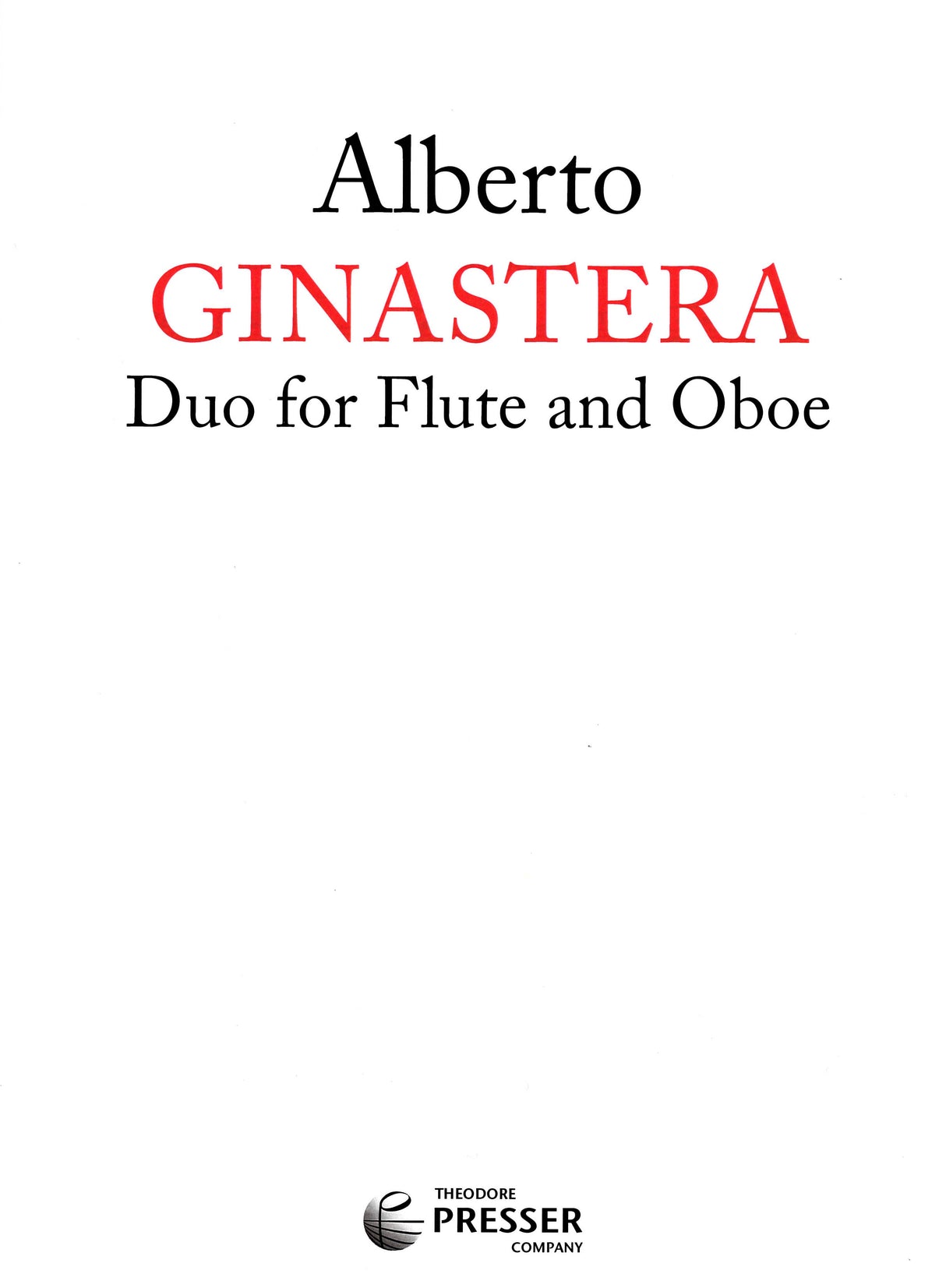 Ginastera, Duo for Flute and Oboe (Presser)