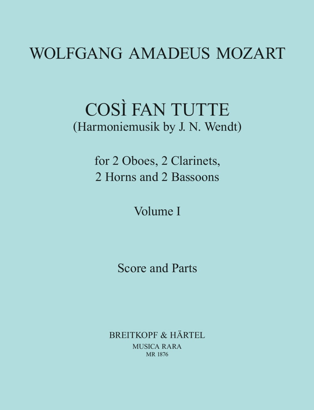Mozart, Cosi fan tutte 1 (8Winds) (Musica Rara)