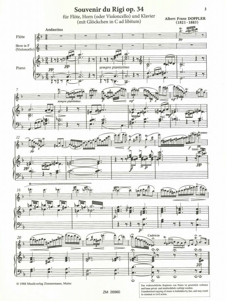 Doppler, Souvenir du Rigi (Fl,Hn/Vc,Pf) (Zimmermann)