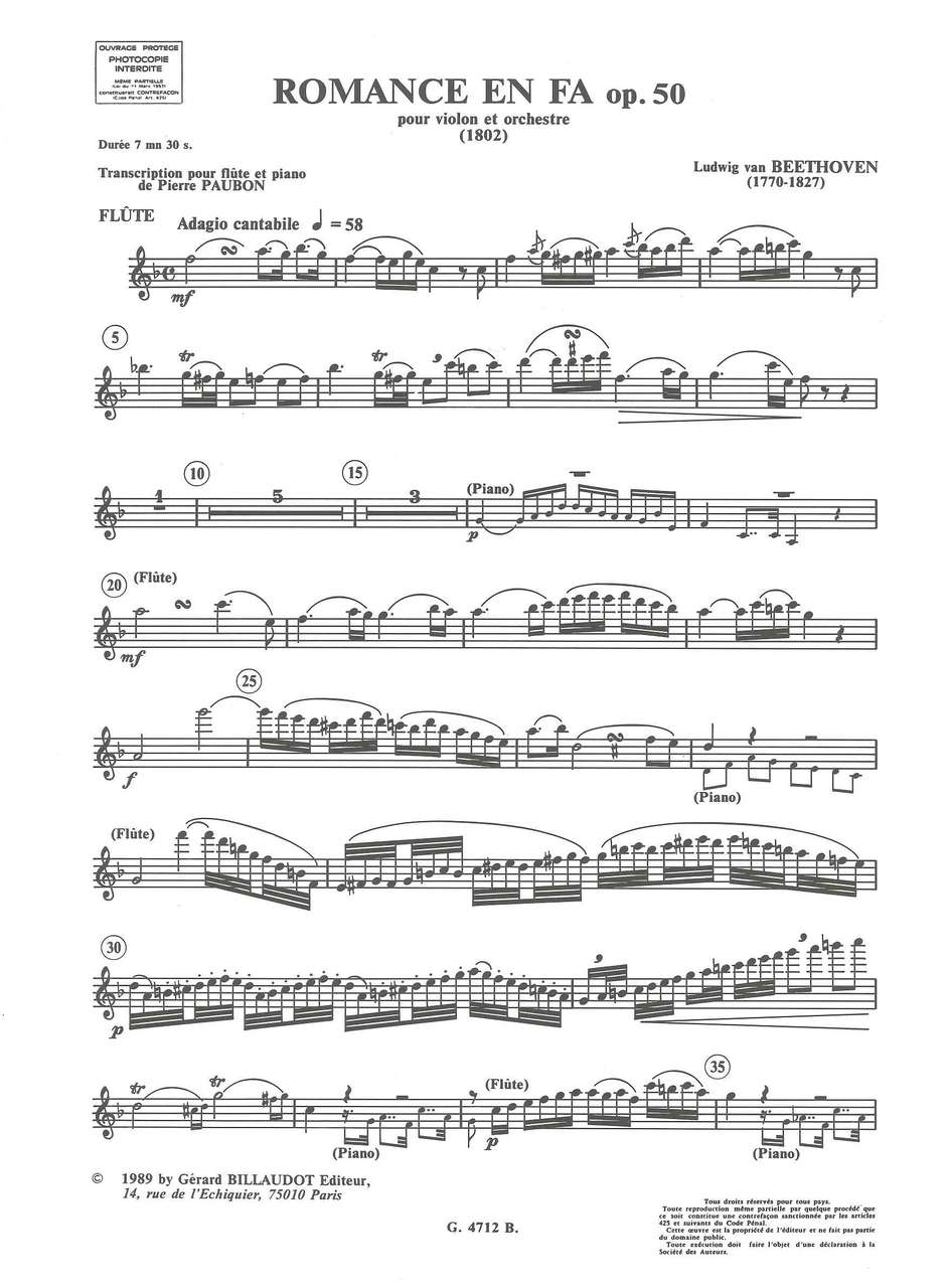 Beethoven, Romance op. 50 in F (Paubon) (Billaudot)