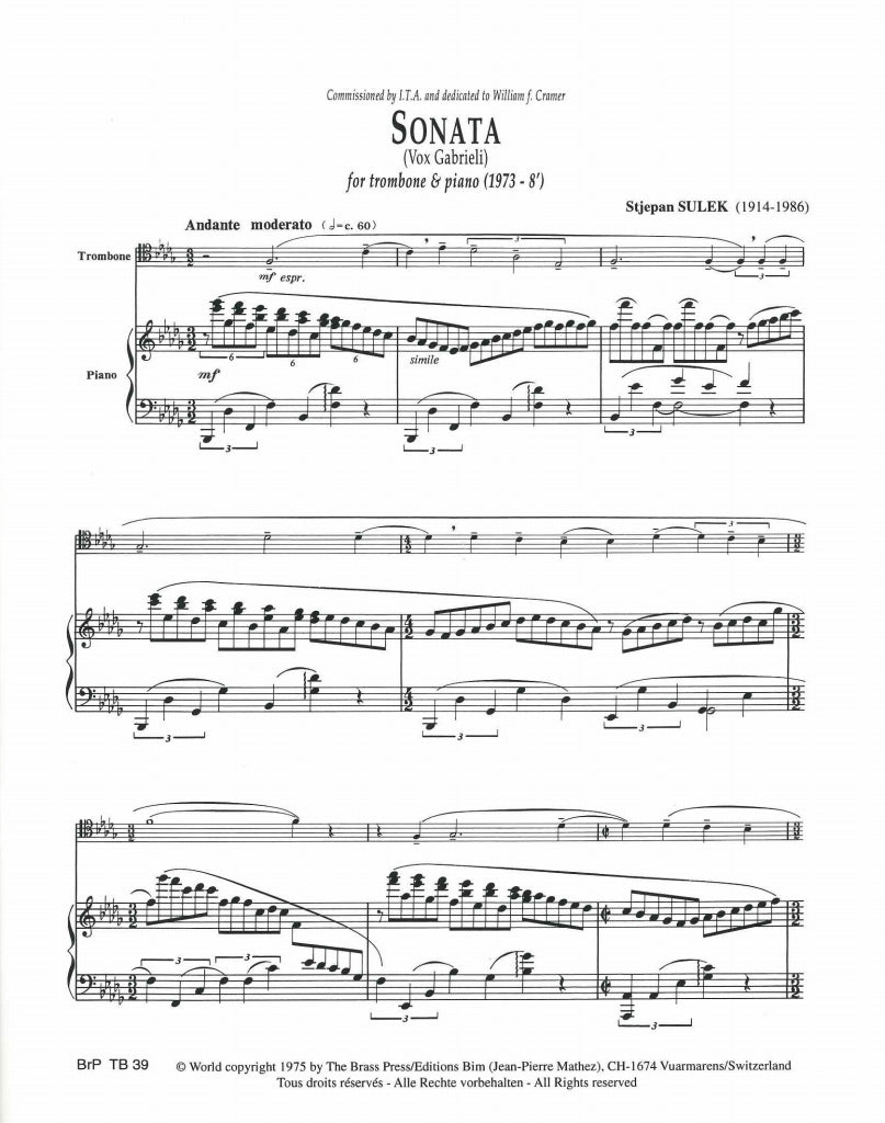 Sulek, Sonata 'Vox Gabrieli' (The Brass Press/Bim)