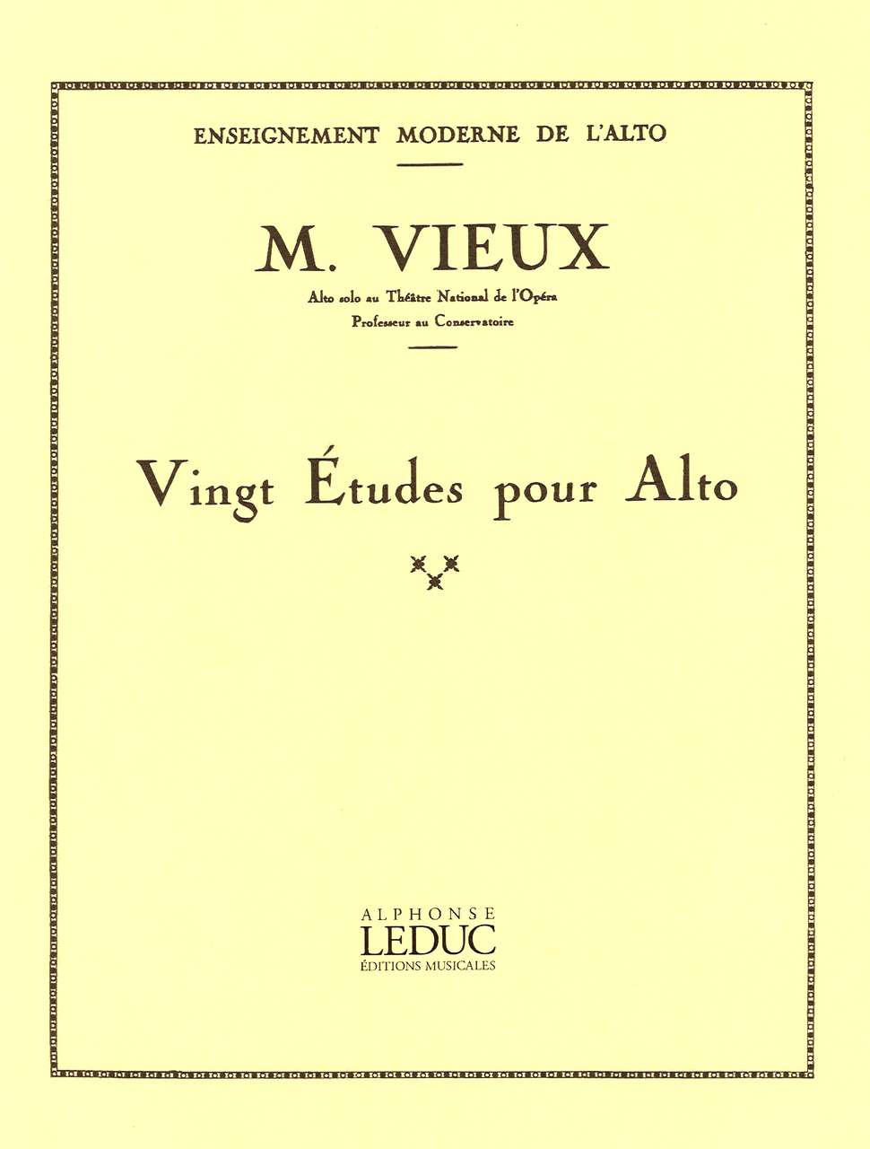 Vieux, 20 Etudes pour Alto (Leduc)