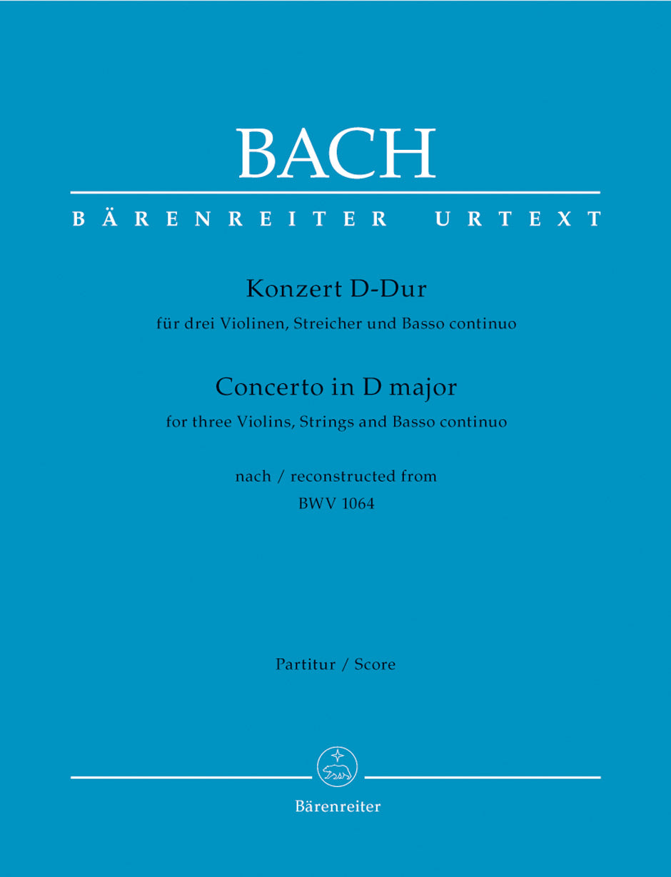 Bach, Concerto BWV 1064R in D fur 3 Vn. (Barenreiter)
