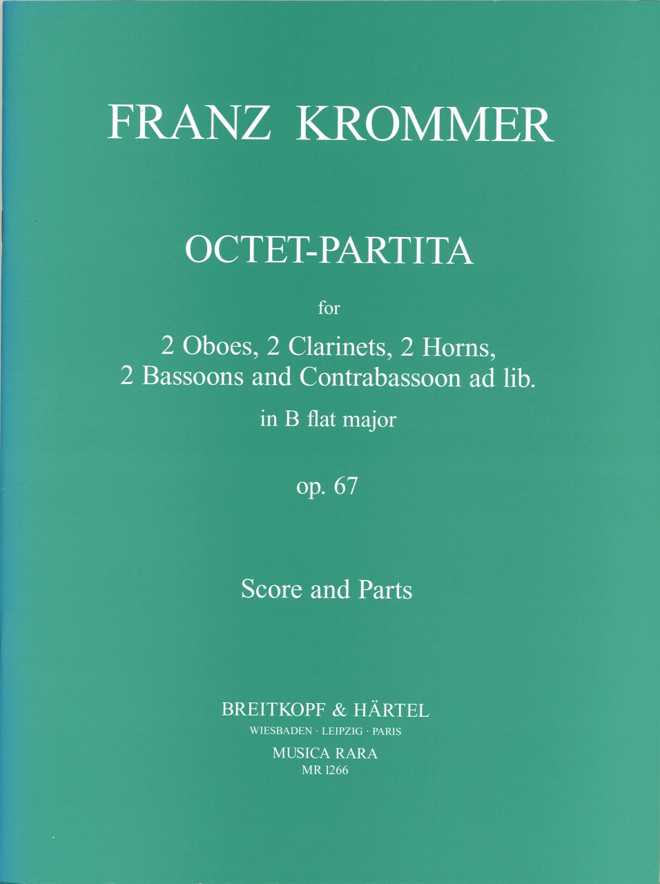 Krommer, Octet-Partita op. 67 in Bb (Musica Rara)