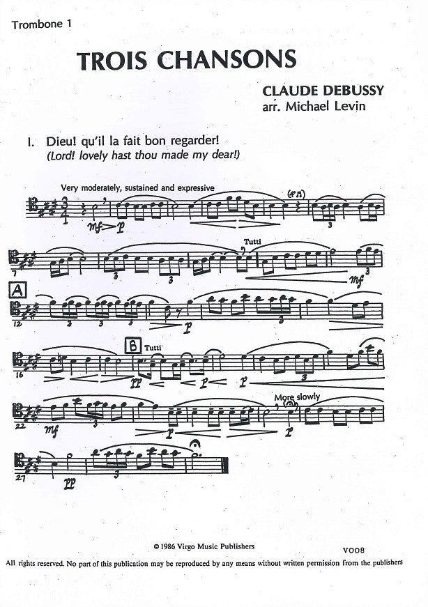 Debussy, 3 Chansons (4Tbn) (Virgo)