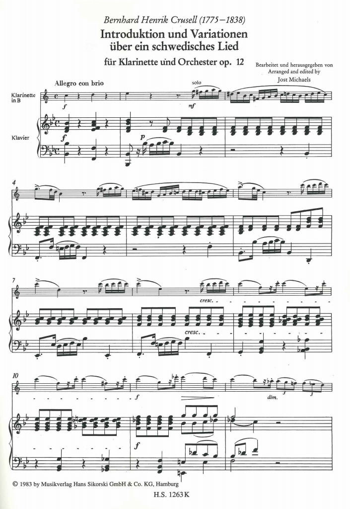 Crusell, Introduction & Var. op. 12 (Sikorski)