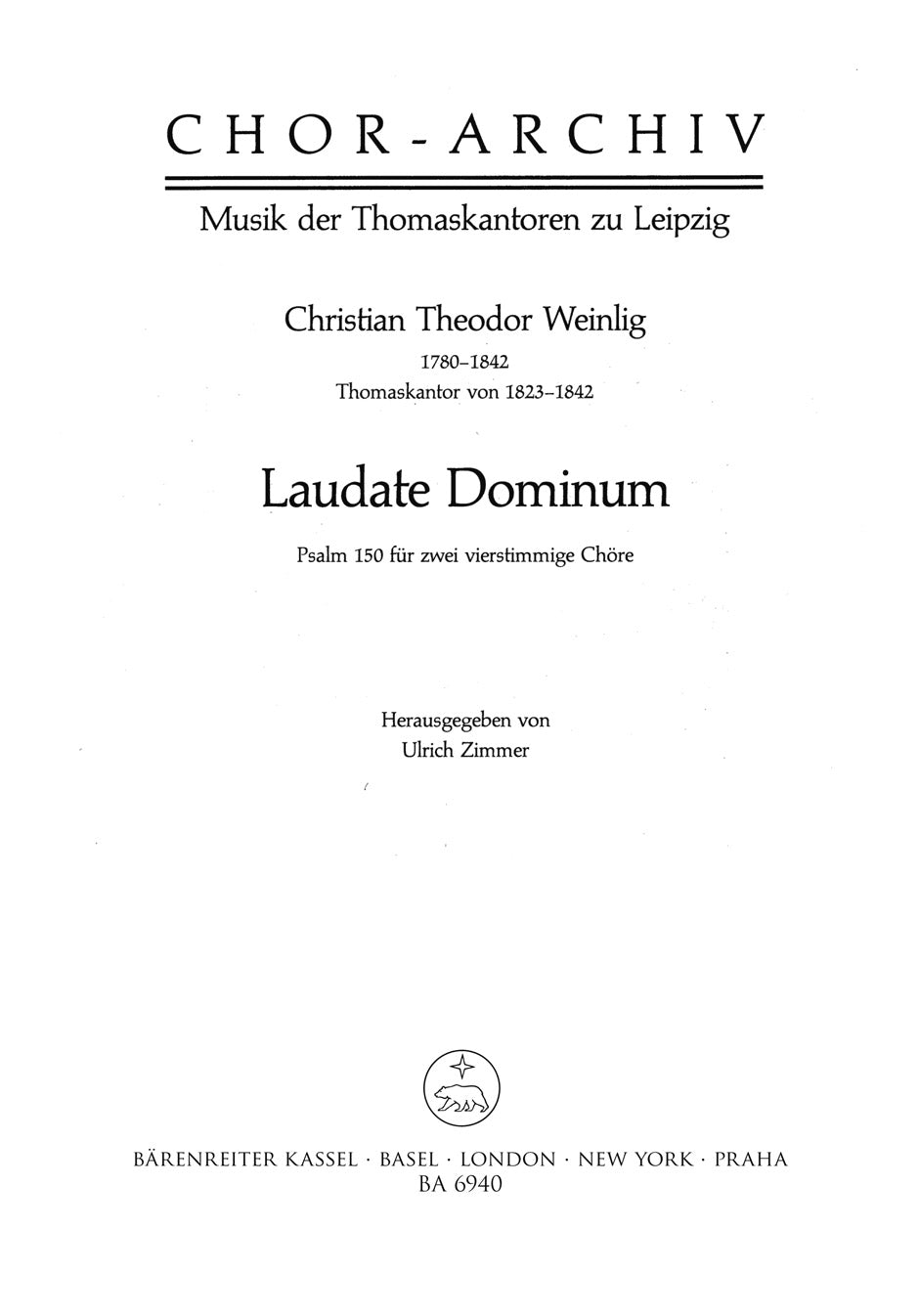 Weinlig, Laudate Dominum: Psalmen 150 (Barenreiter)
