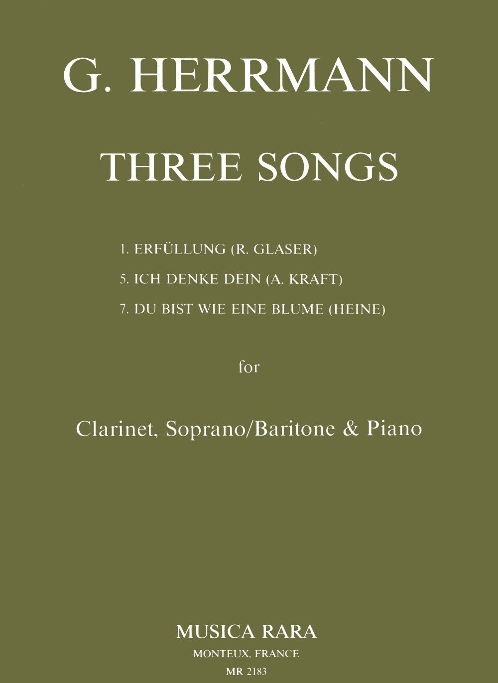 Herrmann, 3 Songs (Sop/Bar,Cl,Pf) (Musica Rara)