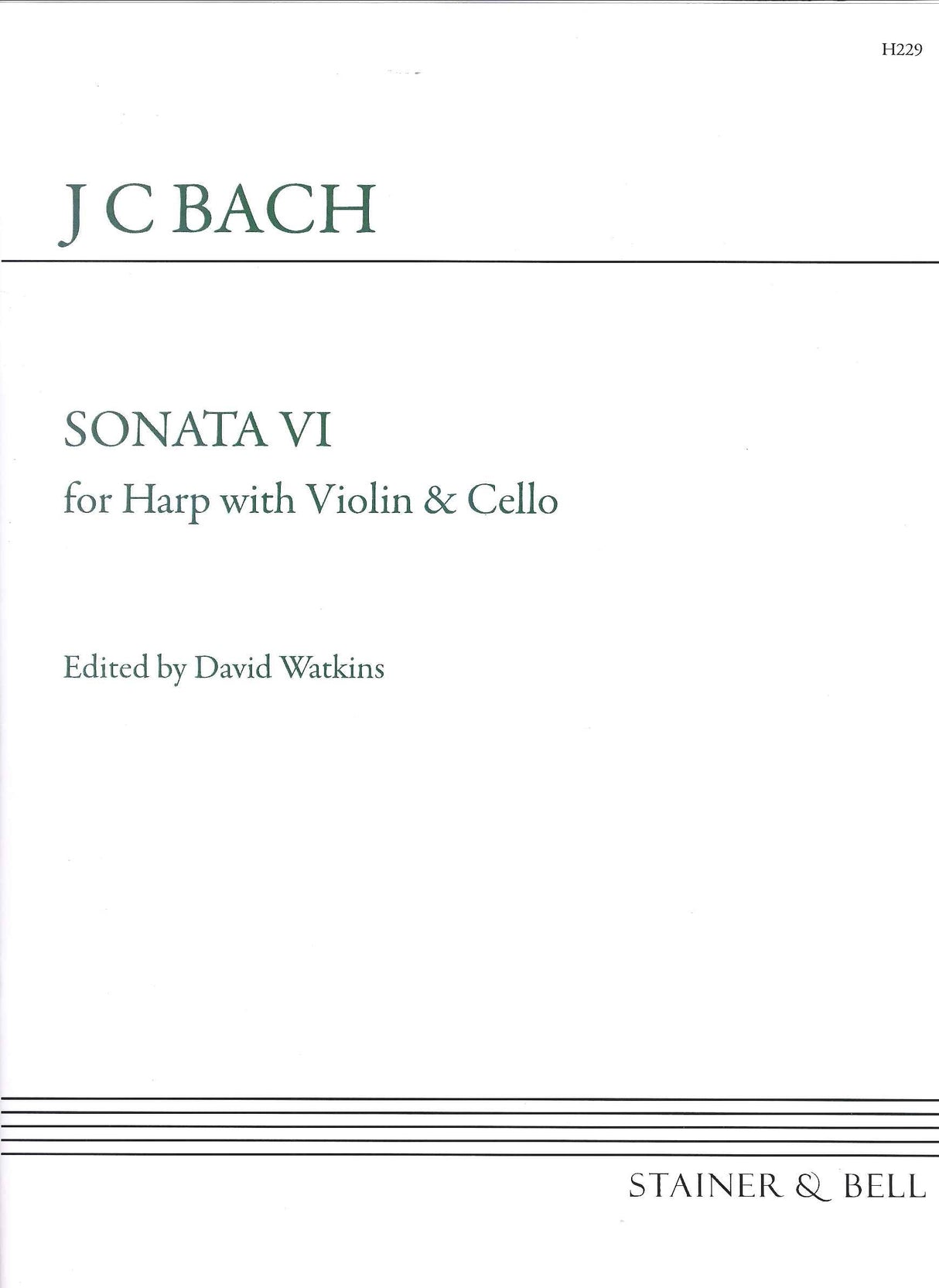 Bach,J.C., Sonata VI for Harp w. Vn & Vc (Stainer & Bell)