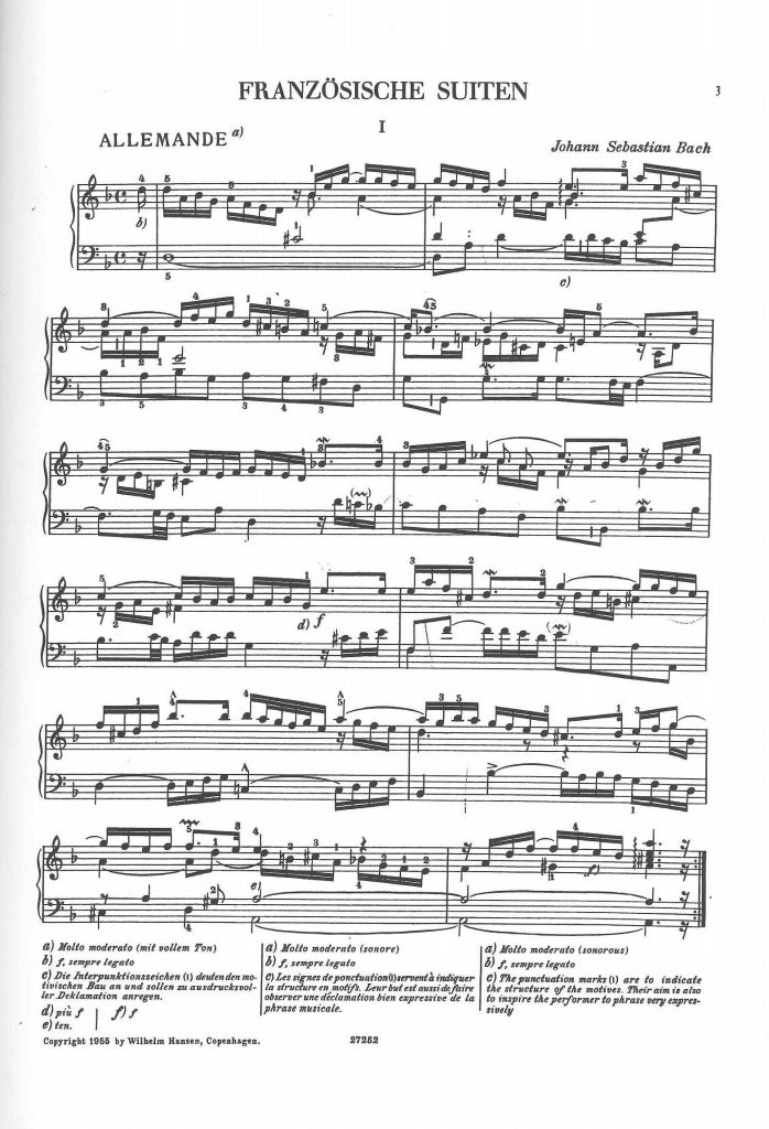 Bach, Franzosische Suiten (Fischer) (W.Hansen)