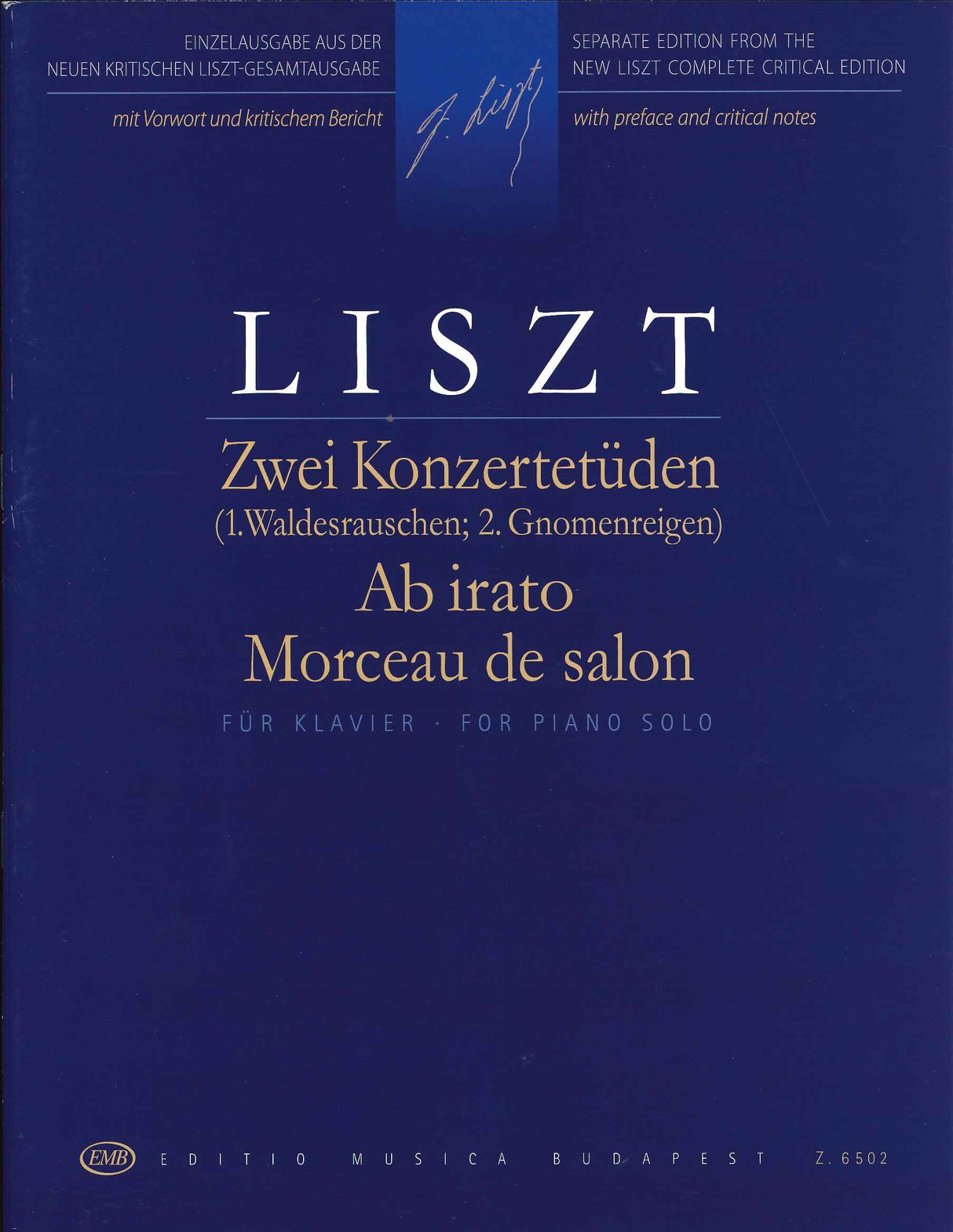 Liszt, 2 Konzertetuden; Ab irato (Editio Musica Budapest)