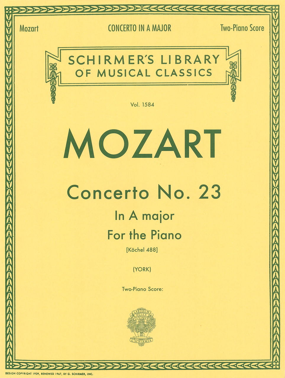Mozart, Concerto KV 488 in A (York) (G.Schirmer)