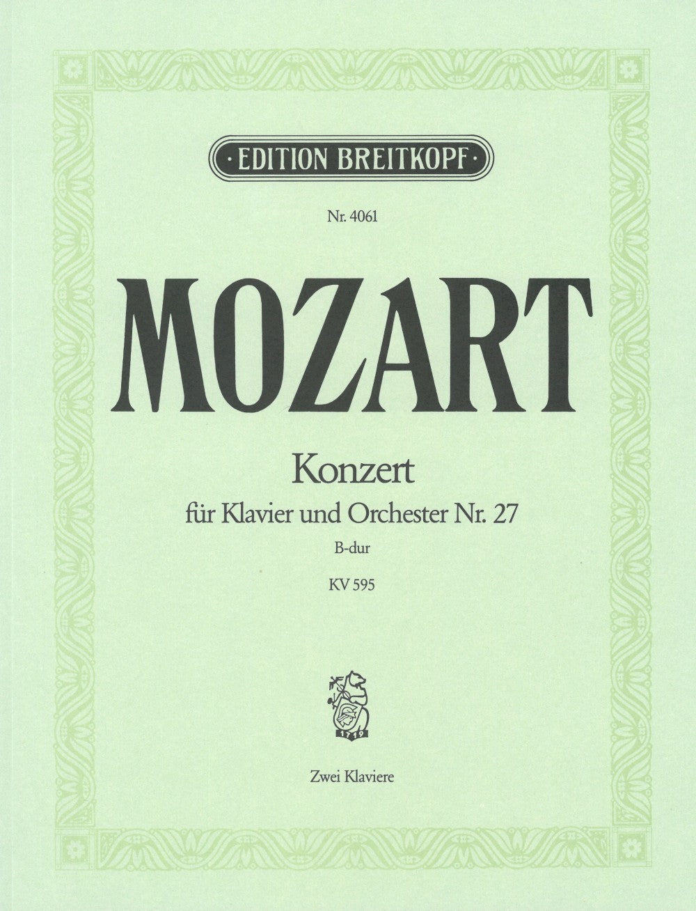 Mozart, Concerto KV 595 in Bb (No. 27) (Breitkopf)