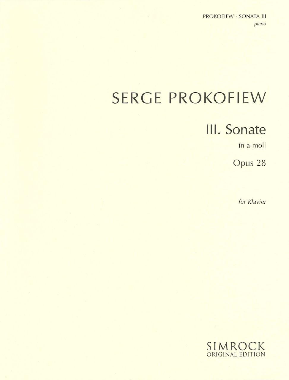 Prokofiev, Sonata No. 3 in a op. 28 (Simrock)