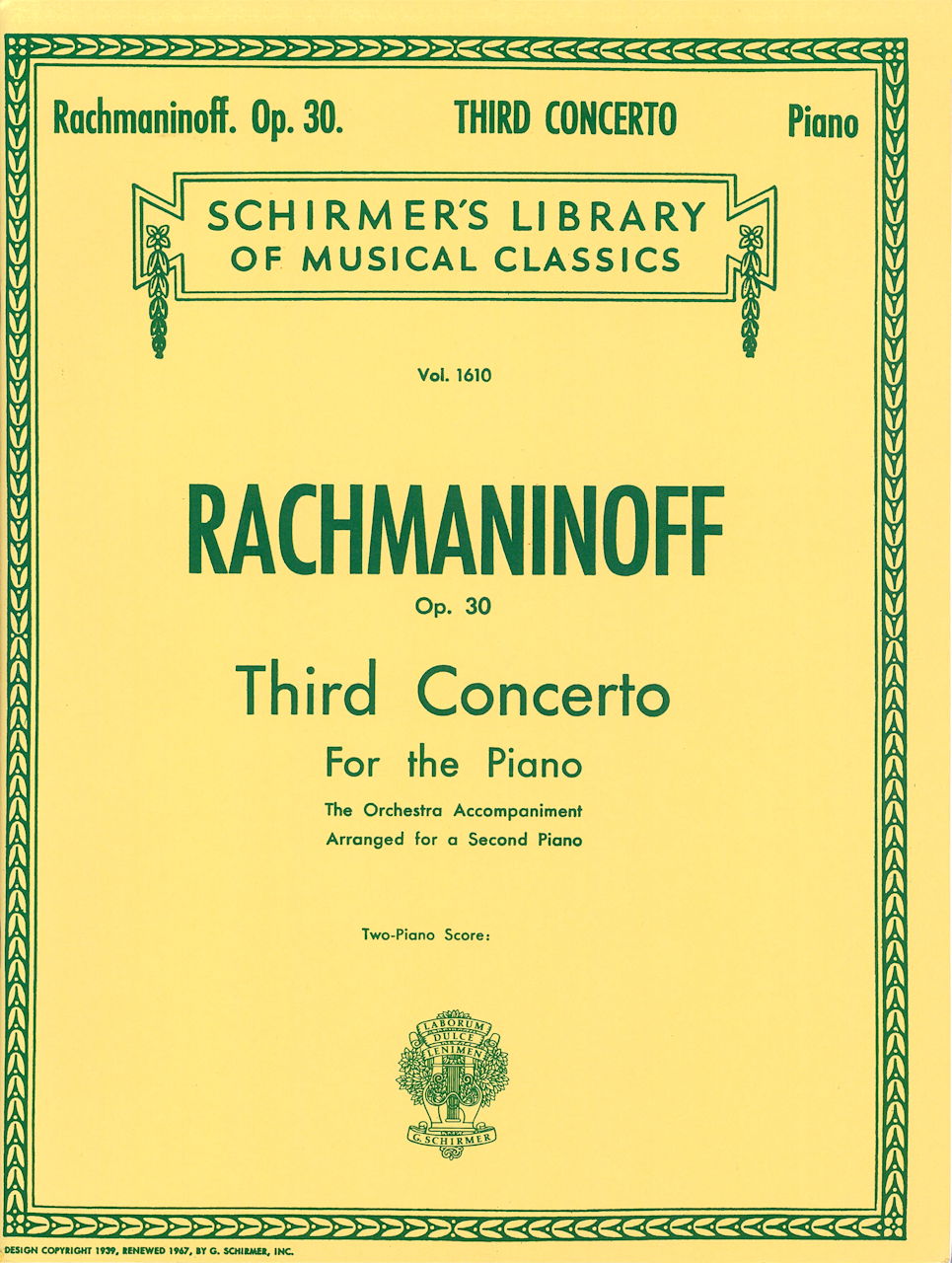 Rachmaninoff, Concerto No. 3 in d op. 30 (G.Schirmer)