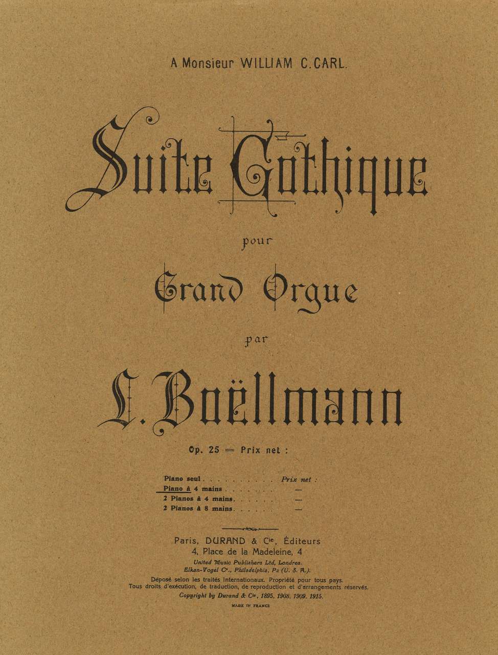 Boellmann, Suite gothique op. 25 (Durand)