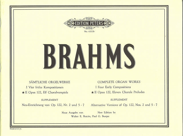 Brahms, 11 Chorale Preludes op. 122 (Peters)