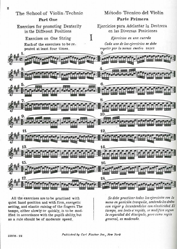 Schradieck, School of Violin-Technic 1 (Carl Fischer)