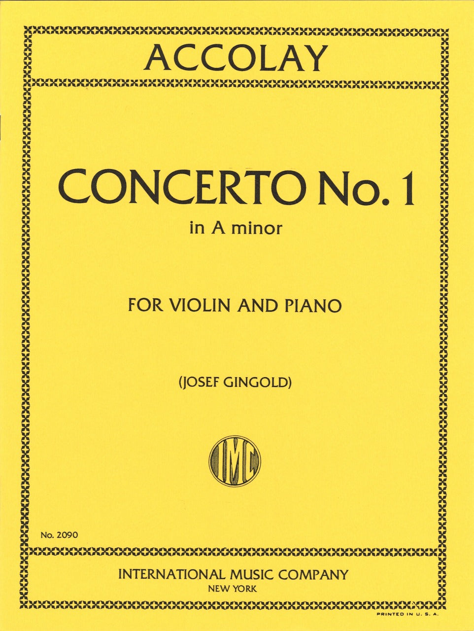 Accolay, Concerto No. 1 in a (Gingold) (IMC)