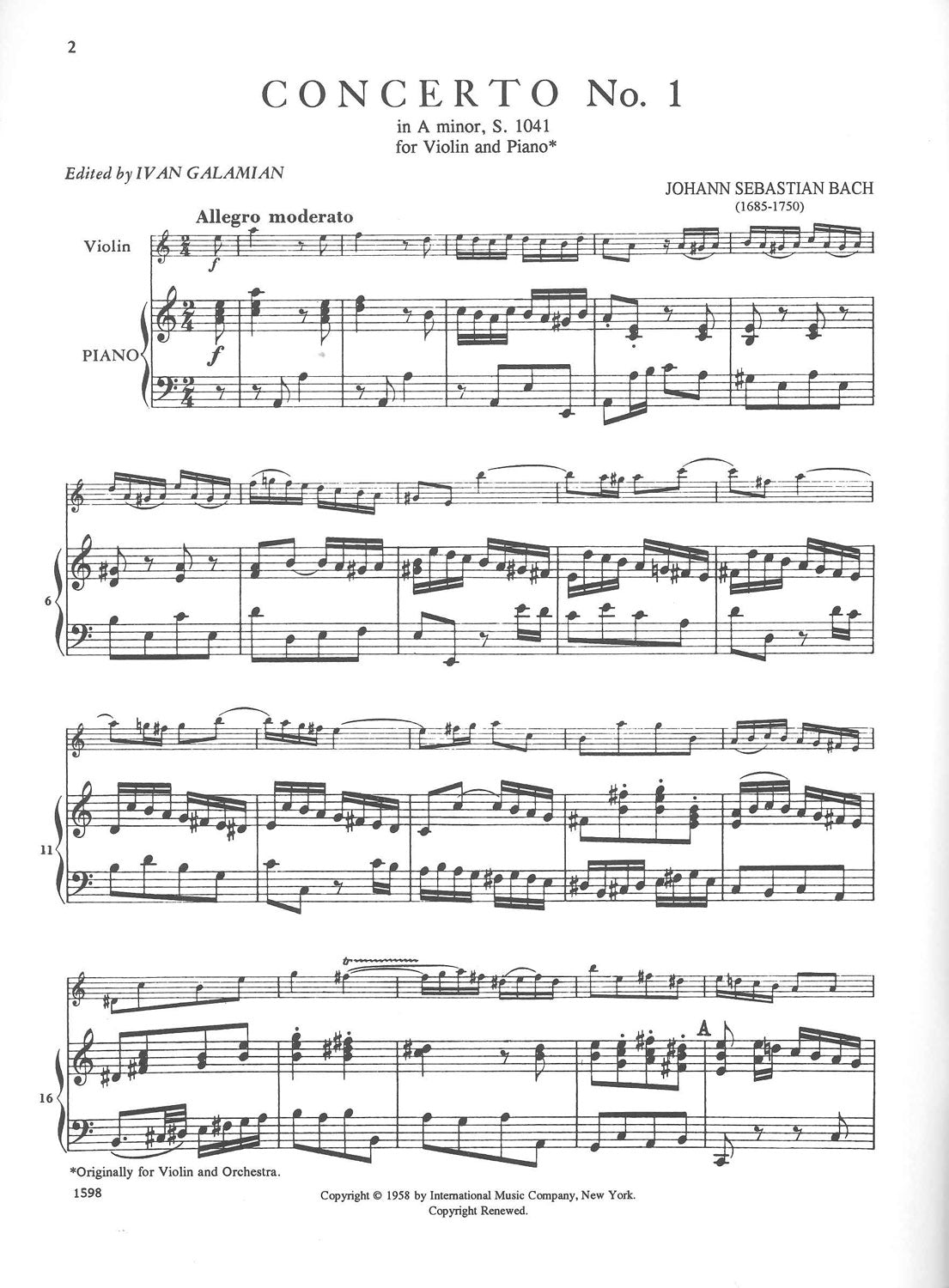 Bach, Concerto BWV 1041 in a (Galamian) (IMC)
