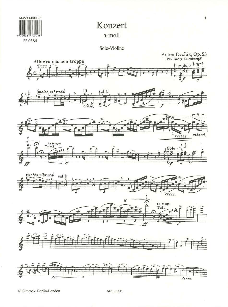 Dvorak, Concerto in a op. 53 (Simrock)