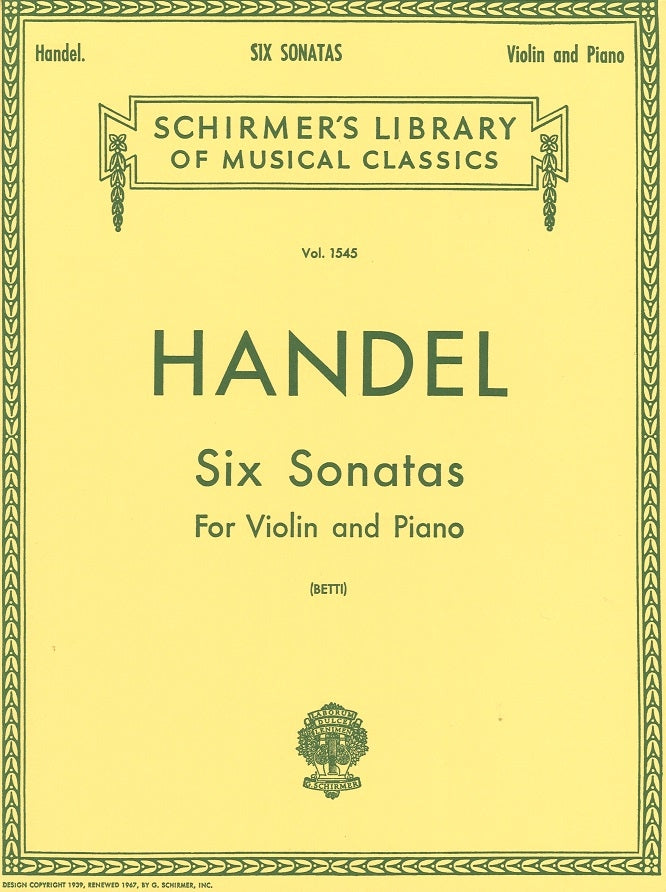 Handel, 6 Sonatas (Betti) (G.Schirmer)