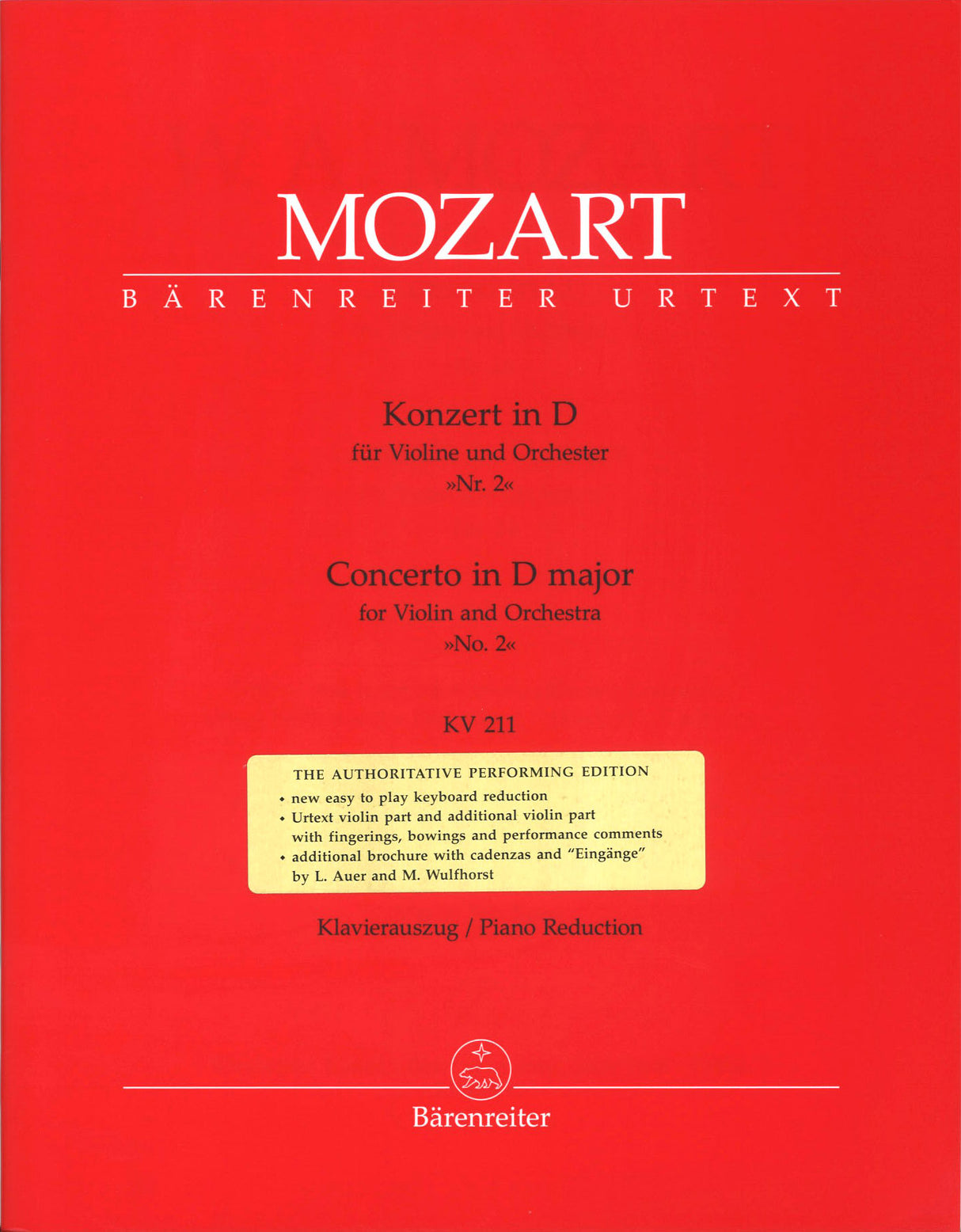 Mozart, Concerto KV 211 (No.2)(Mahling) (Barenreiter)