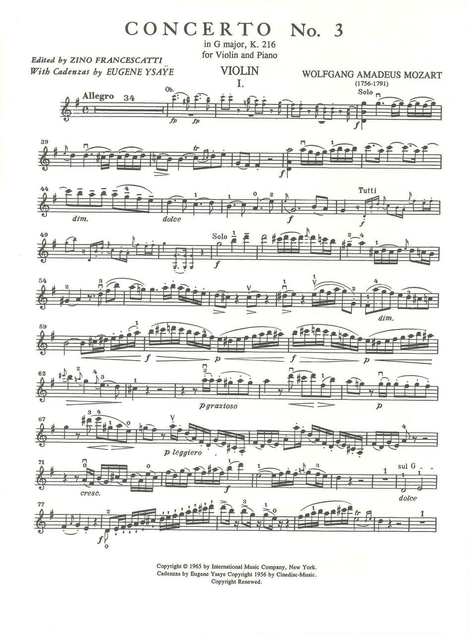 Mozart, Concerto KV 216 (No.3)(Francesca (IMC)