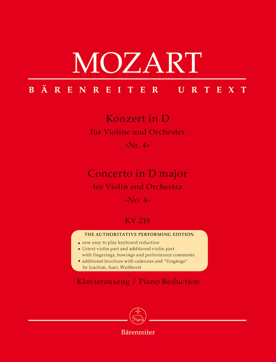 Mozart, Concerto KV 218 (No.4) (Mahling) (Barenreiter)