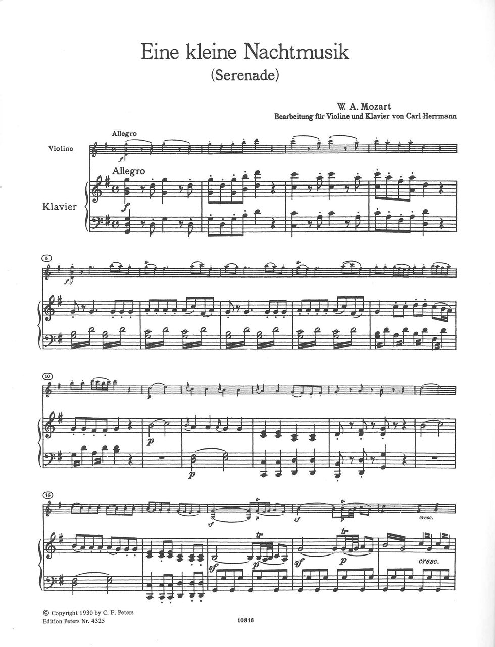 Mozart, Eine Kleine Nachtmusik (Hermann) (Peters)