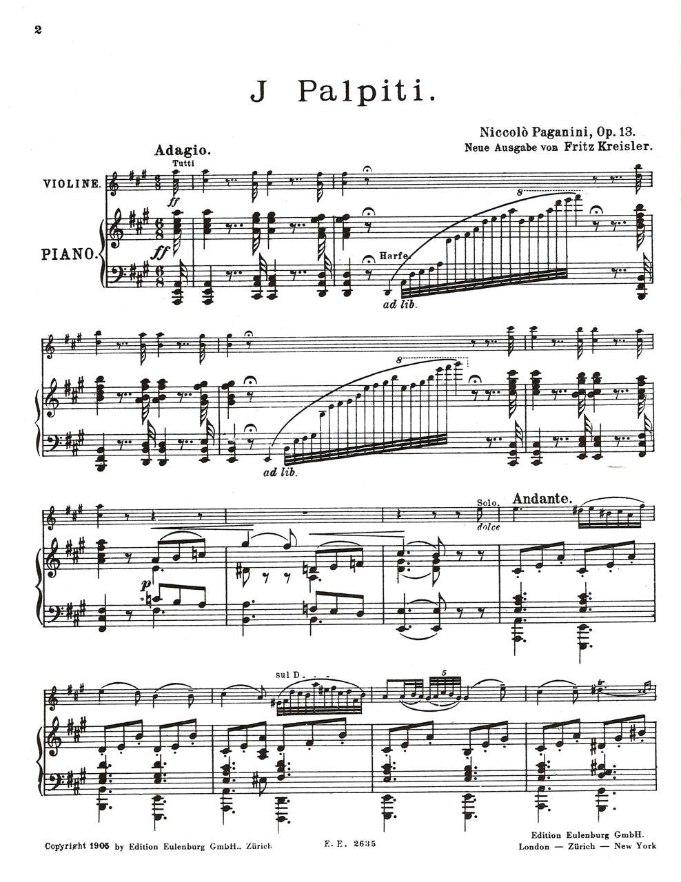 Paganini, I Palpiti op. 13 (Kreisler) (Kunzelmann)