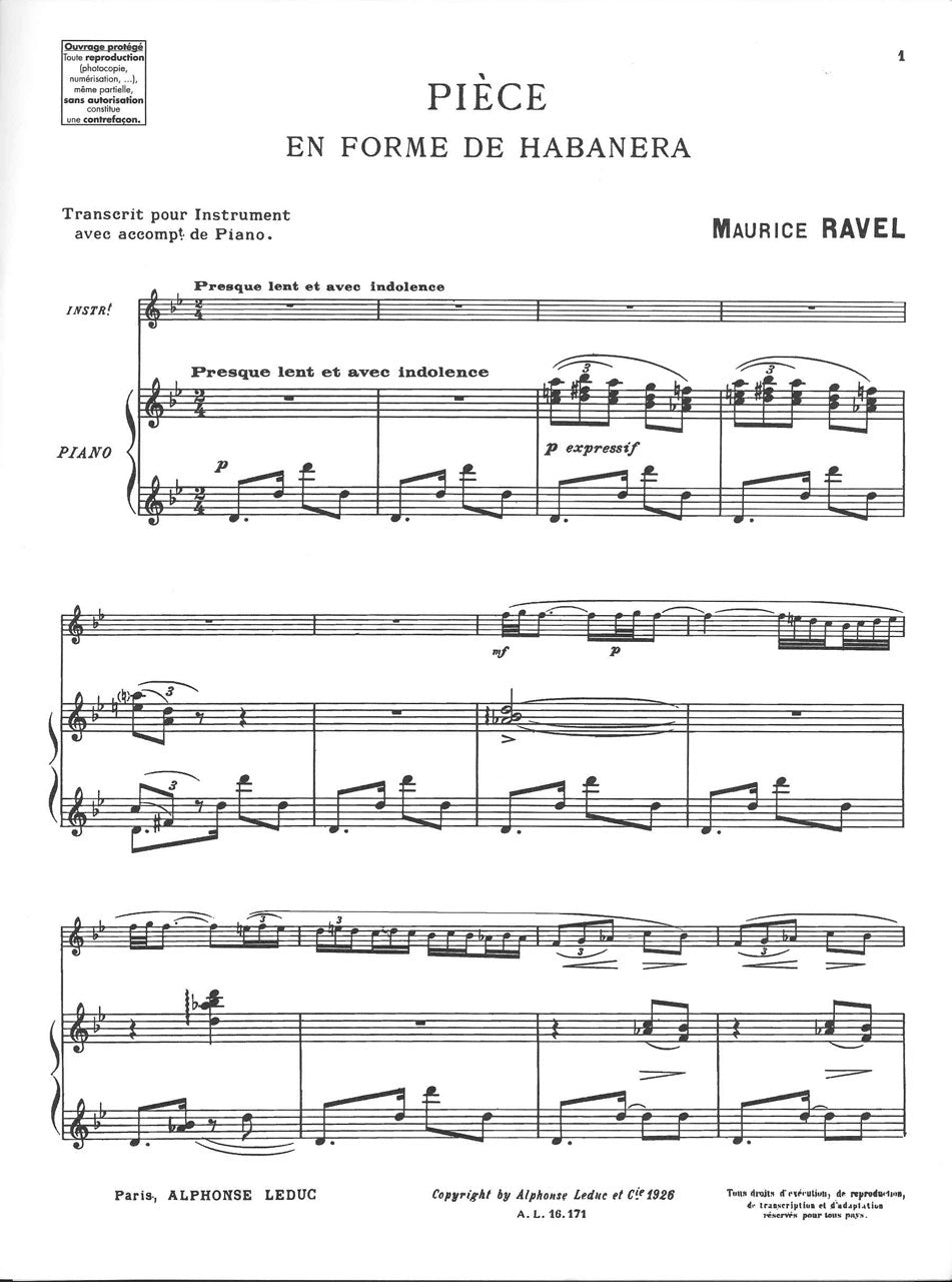 Ravel, Piece en forme de habanera (Leduc)