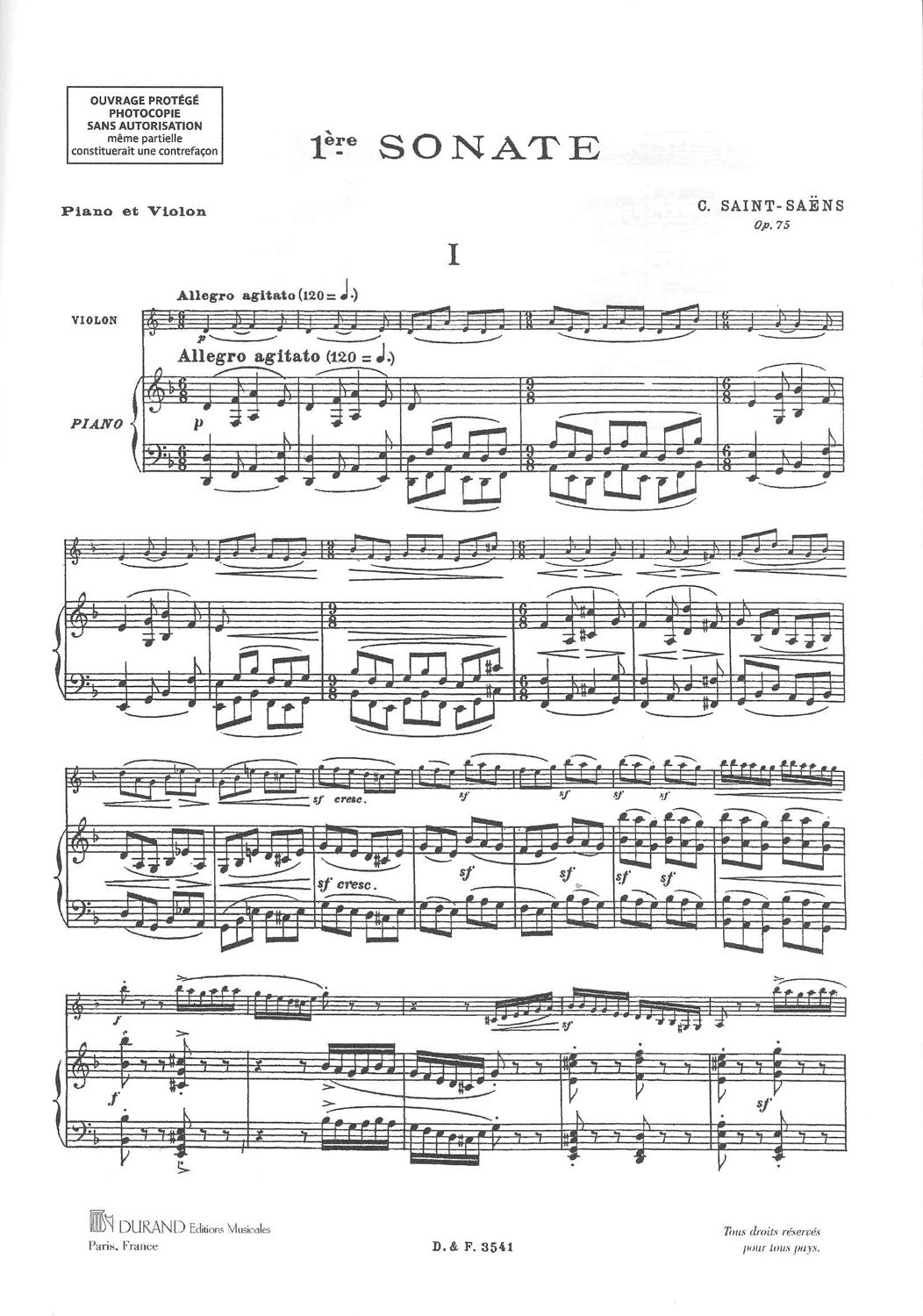 Saint-Saens, Sonata No. 1 op. 75 (Durand)