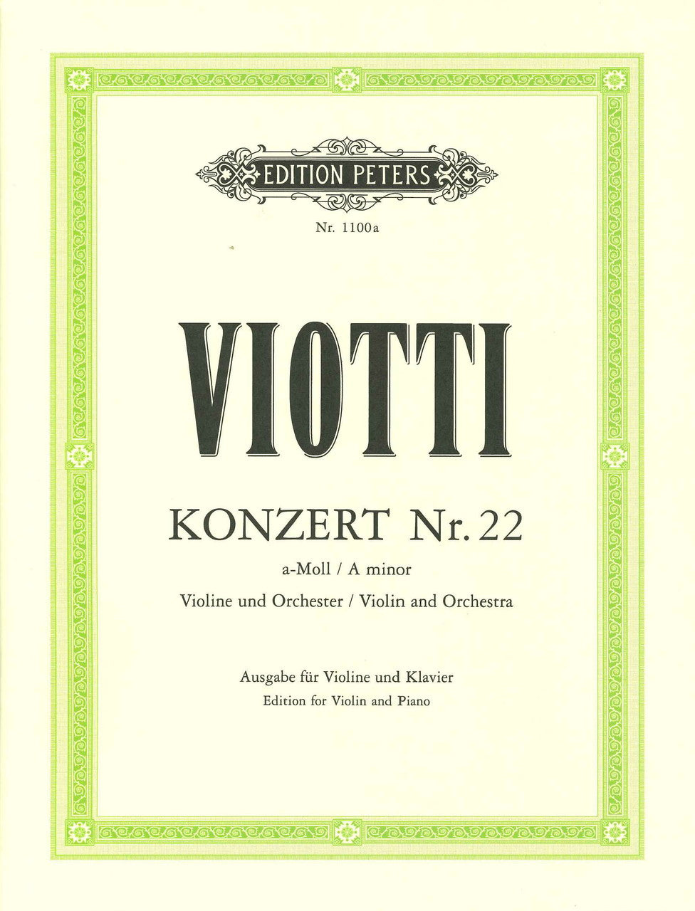 Viotti, Concerto No. 22 (Klingler) (Peters)