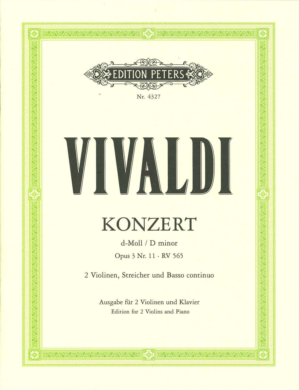 Vivaldi, Concerto op. 3/11 (2Vn,Pf) (Peters)