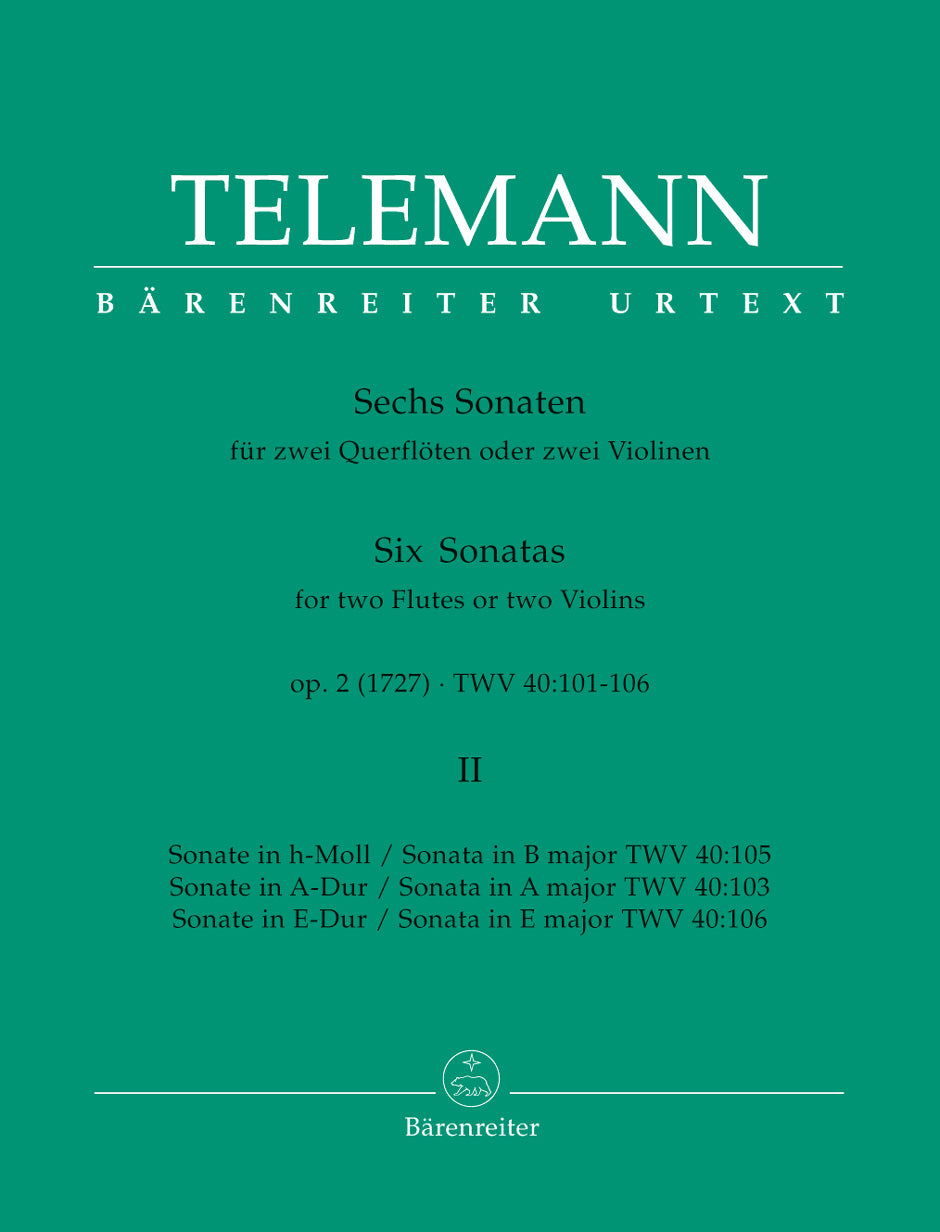 Telemann, 6 Sonaten op. 2, II (2Fl/2Vn) (Barenreiter)