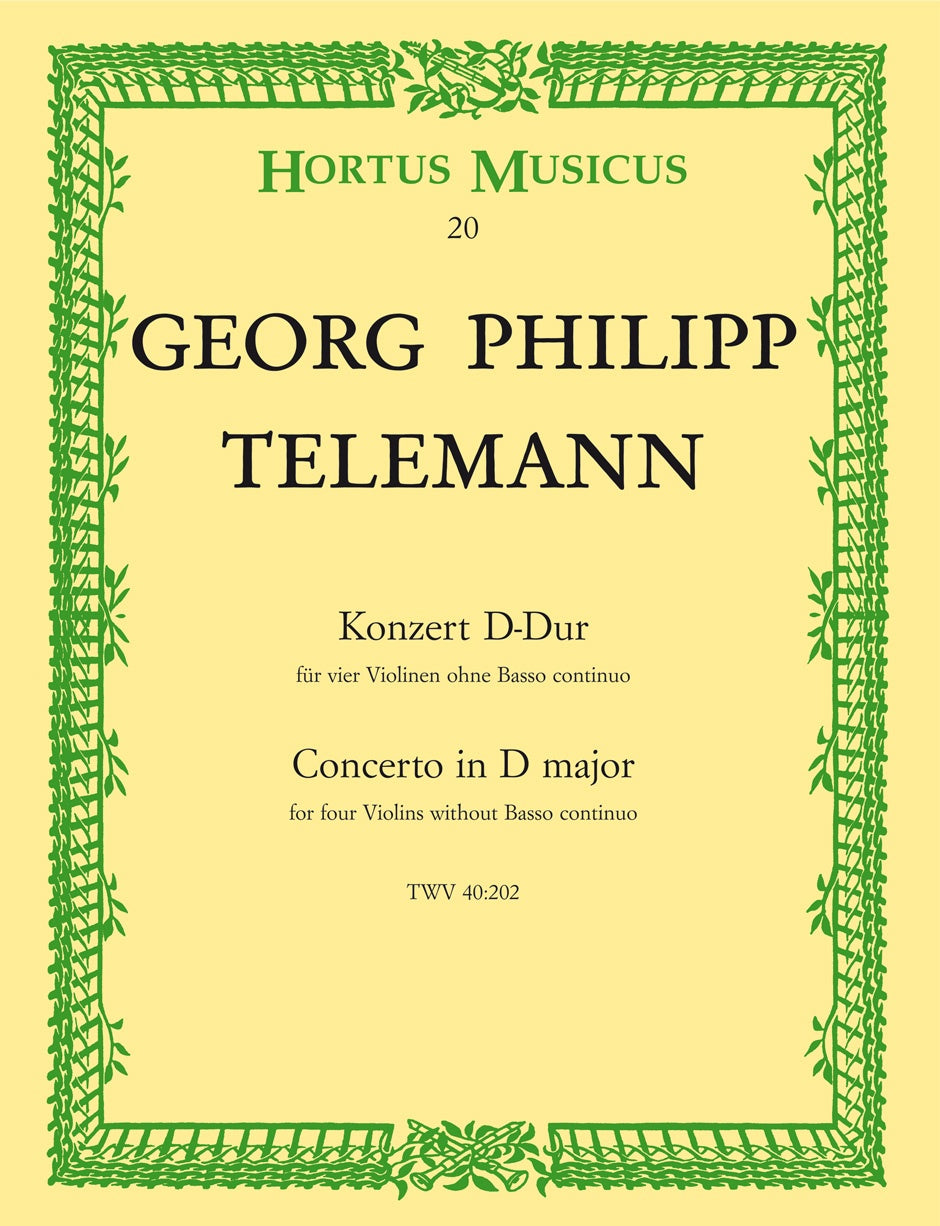 Telemann, Concerto in D TWV 40/202 (4Vn) (Barenreiter)
