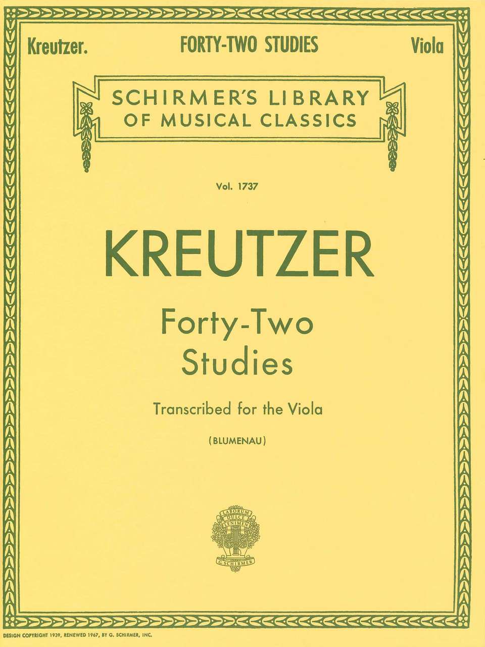 Kreutzer, 42 Studies (Blumenau) (G.Schirmer)