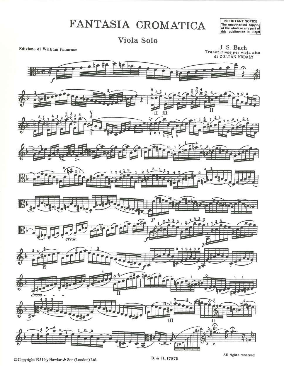 Bach/Kodaly, Fantasia cromatica BWV 903 (Boosey)