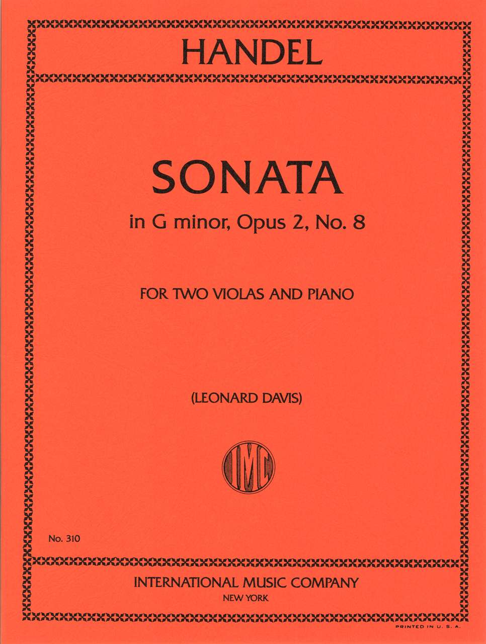 Handel, Sonata in g op. 2/8 (2Va,Pf) (IMC)