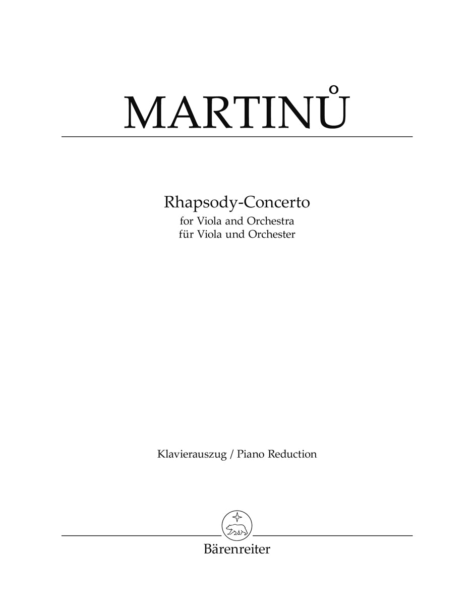 Martinu, Rhapsody-Concerto (Barenreiter)