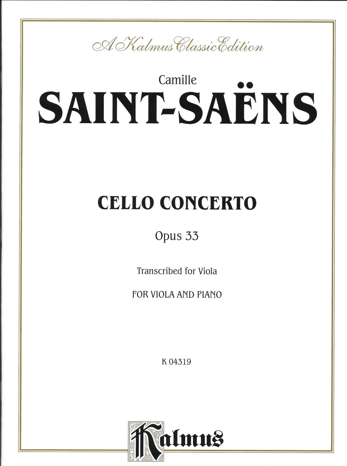 Saint-Saens, Concerto op. 33 (Va,Pf) (Kalmus/Alfred)
