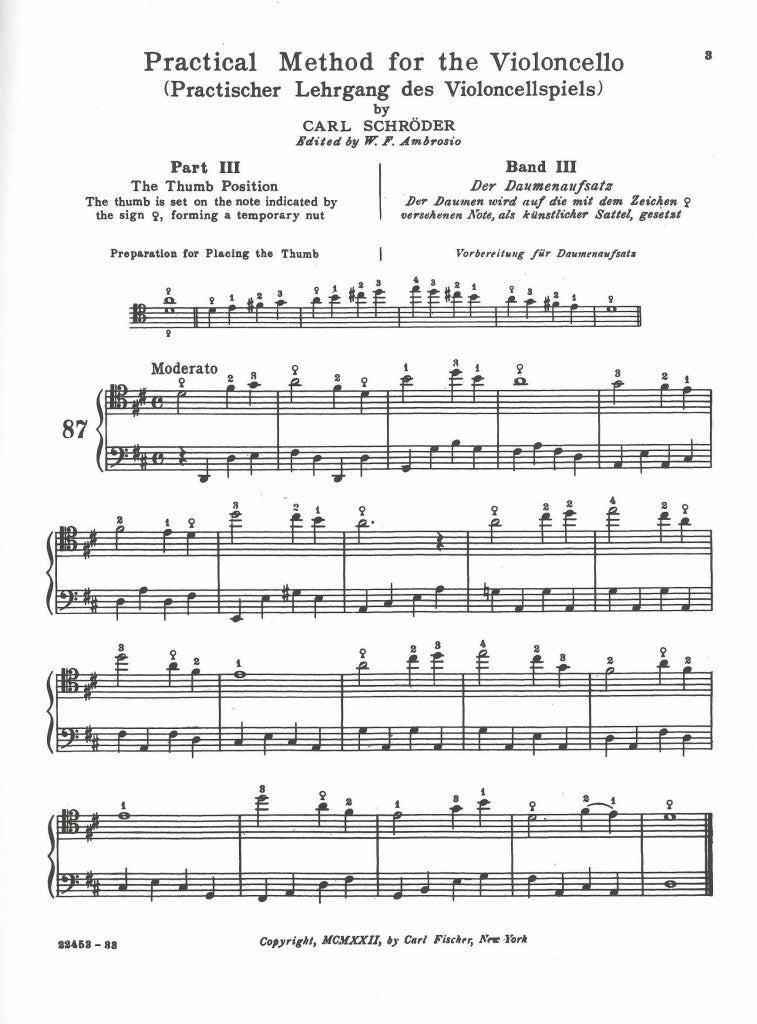 Schroeder, Violoncello Method 3 (Carl Fischer)