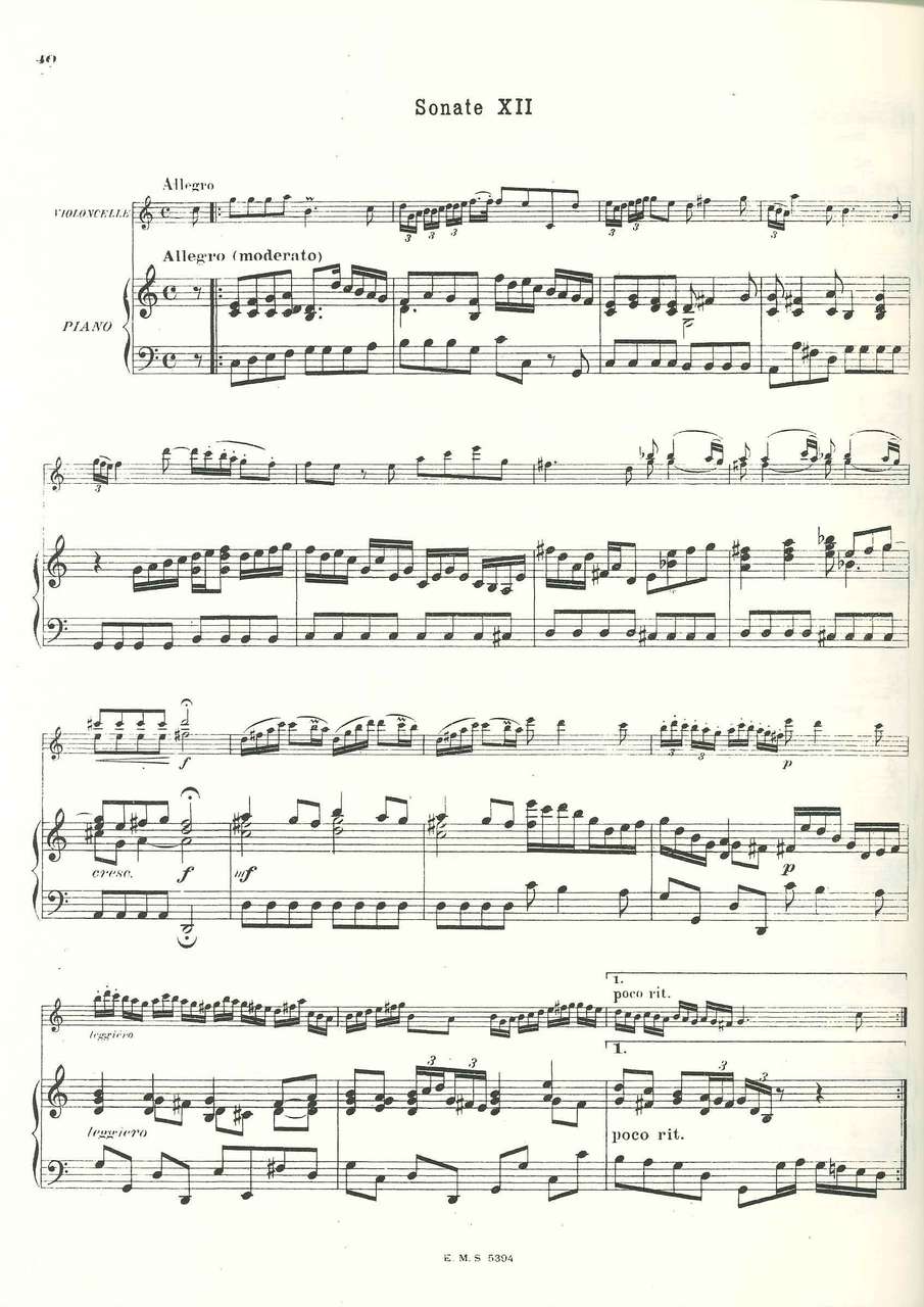 Barriere, 12 Sonates, 2 (Vc,Pf; 2Vc) (Salabert)