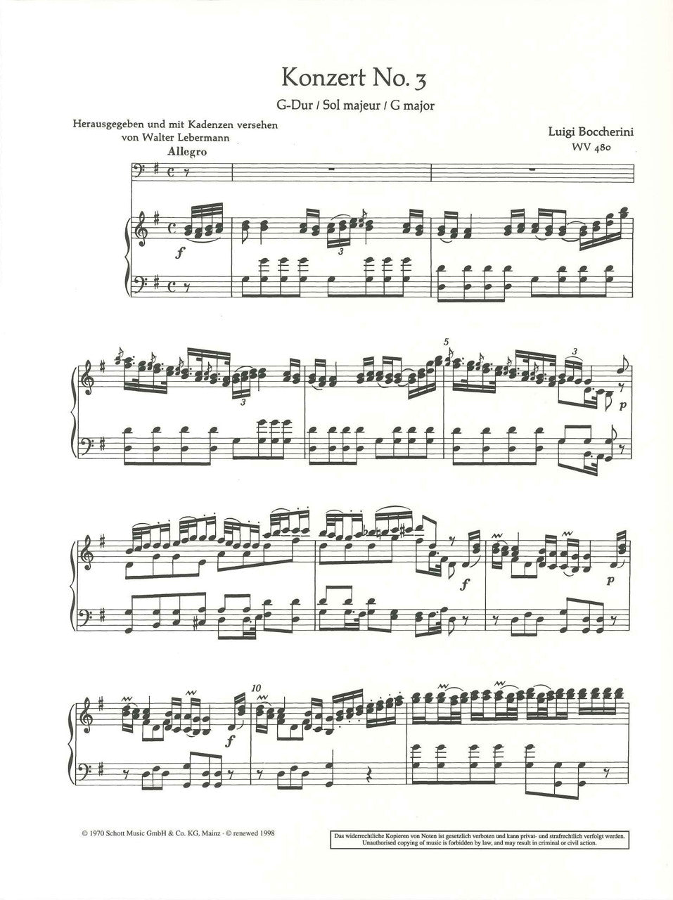 Boccherini, Concerto No. 3 in G G 480 (Schott)