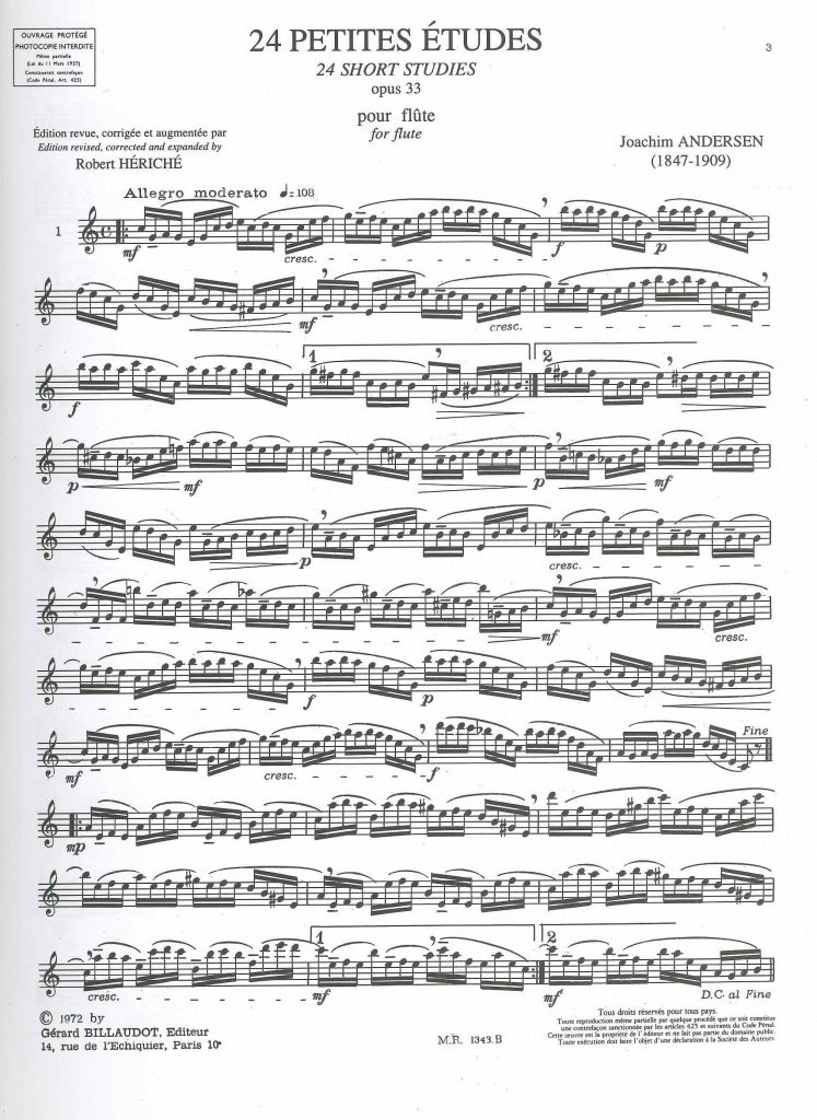 Andersen, op. 33: 24 Petites Etudes (Billaudot)