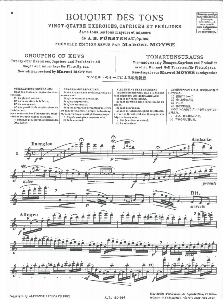 Furstenau, Bouquet des tones (Moyse) (Leduc)