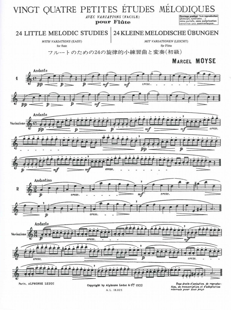 Moyse, 24 Petites Etudes melodiques (Leduc)