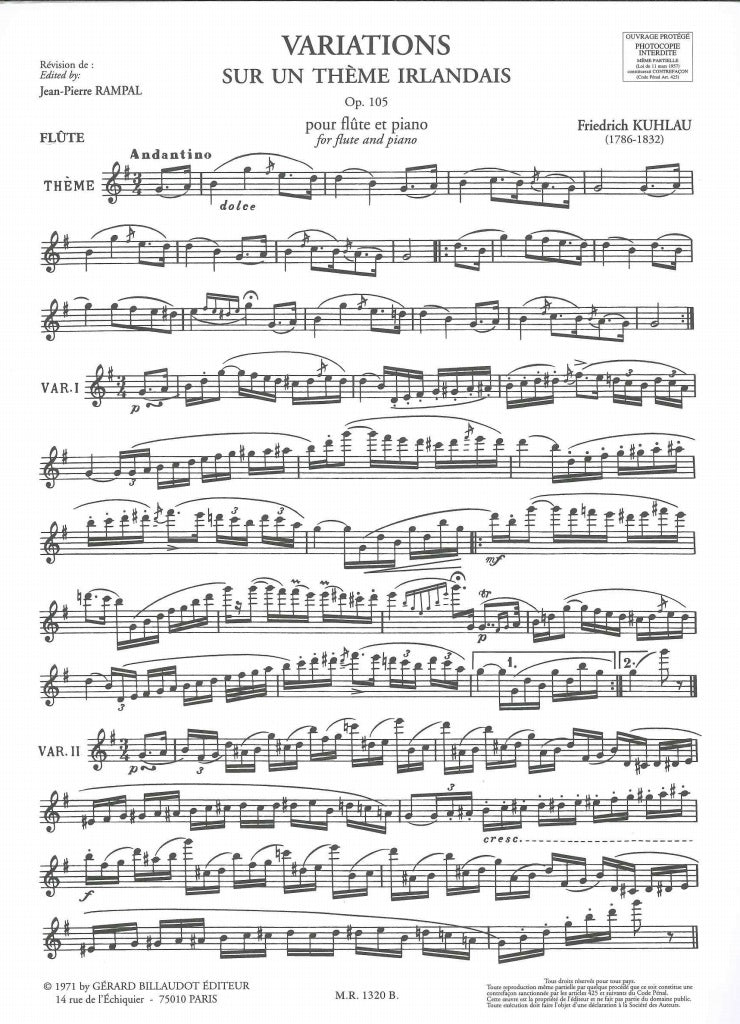 Kuhlau, Var. op. 105 Last Rose of Summer (Billaudot)